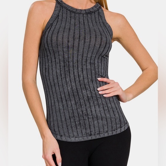 Ribbed Grecian Neck Tank - Picture 1 of 3